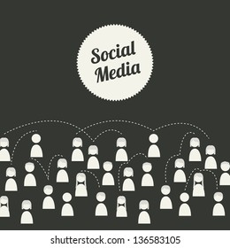 social media illustration over black background. vector
