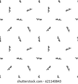 Social media illustration, seamless pattern with princess hashtag. Vector fashion backdrop, isolated elements on white background.