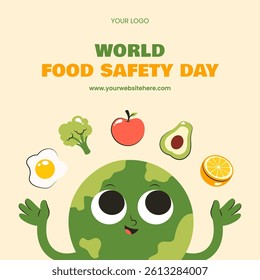 Social Media Illustration for World Food Safety Day in Cartoon Style