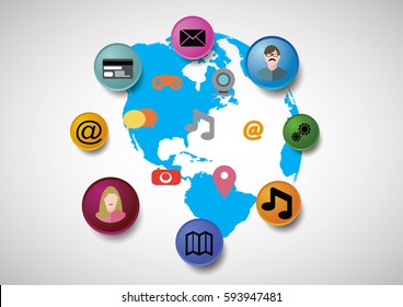 Social media illustration.Flat design vector.Infographic design elements concept.