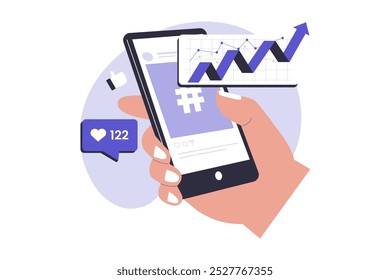 Social media increase engagement concept illustration. Illustration for website, landing page, mobile app, poster and banner. Trendy flat vector illustration