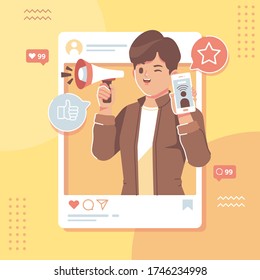 Social Media Influencer Flat Design Illustration