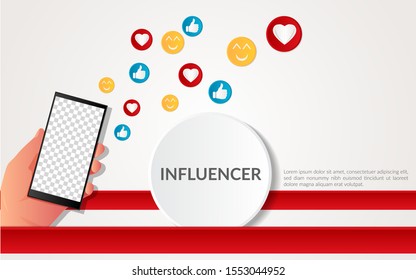 Social media influencer, Vector illustration with paper art