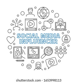 Social Media Influencer vector round minimal concept outline illustration