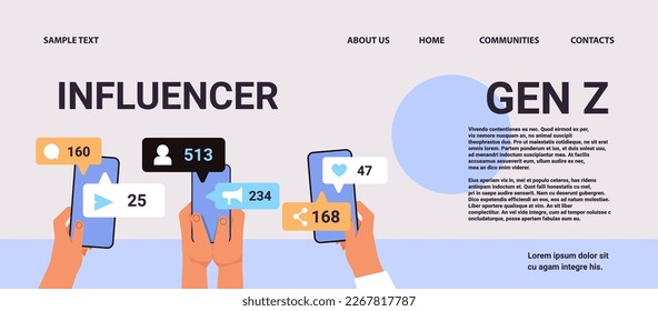 influyentes de medios sociales usando el concepto de estilo de vida Z generación de smartphones nueva tendencia demográfica con gen progresista de la juventud