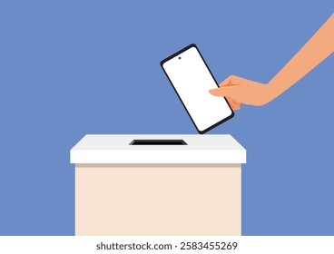 
Social Media Influencing Elections Vector Conceptual Illustration. Modern voter using technology being persuaded and manipulation in politics 