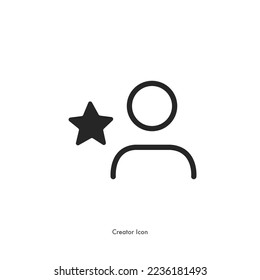 social media Instagram content creator icon. user, profile, avatar, and star symbol. outline, isolated, flat, vector icon