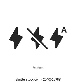 social media Instagram flash and no flash icons. outline, flat, isolated, simple, vector icon.