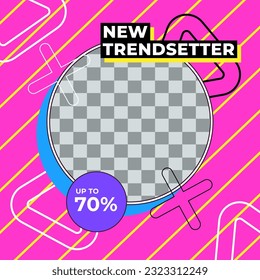 a social media Instagram frame post design, cartoon anime looks, square size, for social media frame post, flyer, poster, etc.
vector pink magenta background