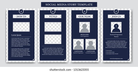 Social media Instagram IG story design formal template for company business, recruitment, story and branding in blue navy color and formal text style