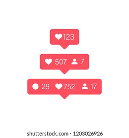 Social media. Instagram Like icon vector. Comment and Follower icons vector. Vector illustration.