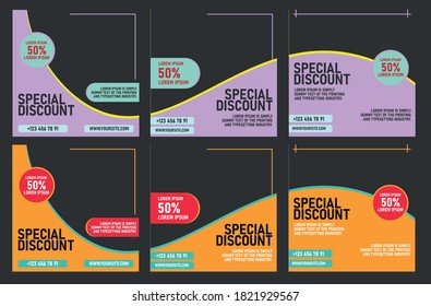 Publicación en Instagram de medios sociales. Plantilla de publicación de instagram de SMM post VENTA Conjunto de tarjetas de visita con personas de negocios Plantilla de publicación en redes sociales