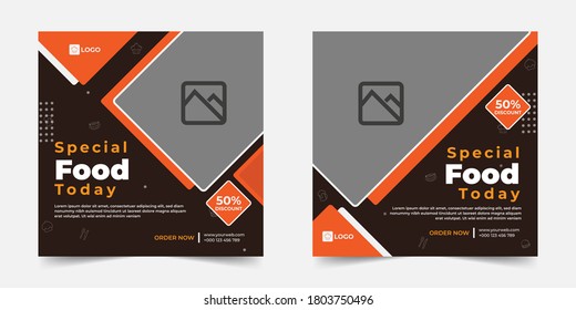 social media Instagram post template for food promotion simple banner frame