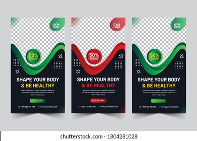 Social Media Instagram Stories Gym Banner Template