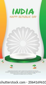 social media instagram story banner with podium display 3d for india republic Day