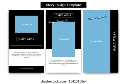 Social Media Instagram Story design template in black white classic style for fashion, promotion, or flyer ads banner