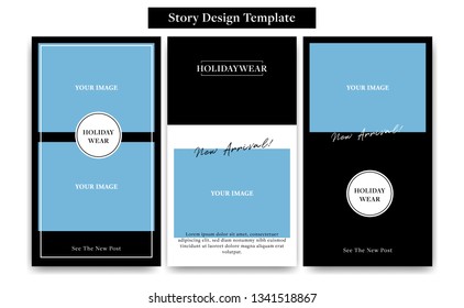 Social Media Instagram Story design template frame in black white classic style for fashion, promotion, or flyer ads banner