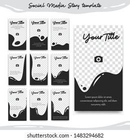 Social media instagram story design pack black sleek liquid ink fun style for banner, ad, or flyer promotion