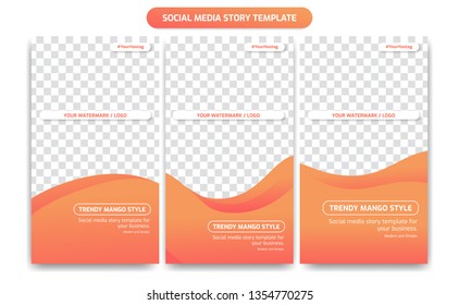 Social Media Instagram Story Template Design set in Trendy mango color gradient style Version 2. Simple and Modern