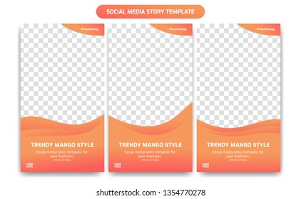 Social Media Instagram Story Template Design set in Trendy mango color gradient style Version 3  Simple   Modern