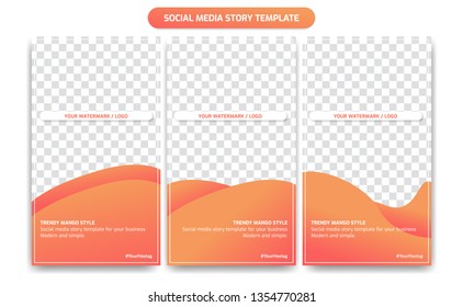 Social Media Instagram Story Template Design set in Trendy mango color gradient style. Simple and Modern