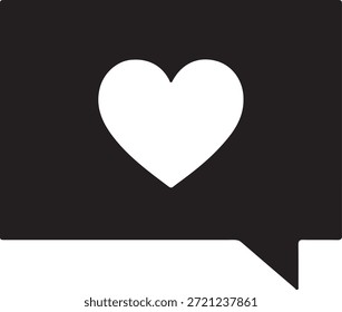 Icono de interacción en las redes sociales con un corazón dentro de una burbuja de chat, que significa amor, gustos, Comentarios positivo y conexión.