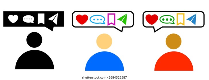 Icono de interacción en redes sociales en Vector.