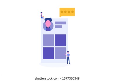 Social Media Interaction Illustration Concept For Web Landing Page Template, Banner, Flyer And Presentation