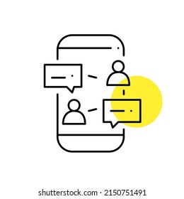 Social media interactions, connections and communication. Pixel perfect, editable stroke line icon