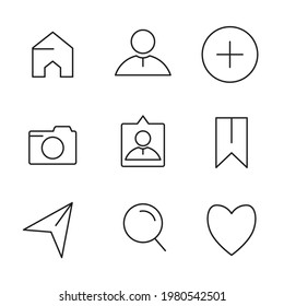 Social media interface buttons icons set. Social media interface buttons pack symbol vector elements for infographic web.
