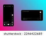 Social media interface concept. Phone screen UI mockup in vertical and horizontal view for full screen video. Vector illustration. EPS10