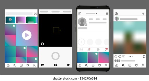 Interfaz de Instagram Social Media. Vector de fotograma de Instagram para aplicación. Plantilla web