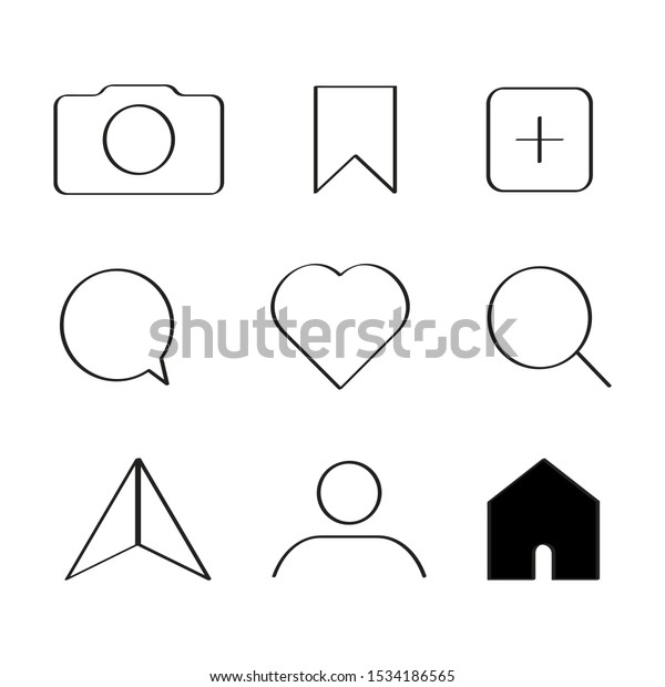 Social Media Interface Set Buttons Linear Stock Vector (Royalty Free ...