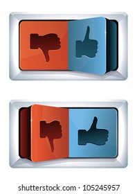 social media internet concept - vector trigger with like and dislike sign