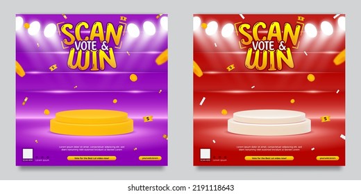 Social media invitation contest square banner template