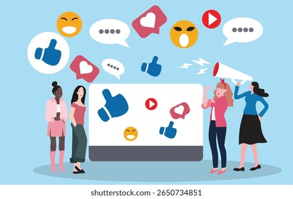 Social media job, online strategy team or internet community customer management, social network career, marketing professional, business people online team working with social media components