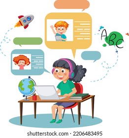 Social media kid vector concept illustration