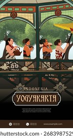 Modelo de layout de mídia social com uma ilustração da cultura indonésia javanesa