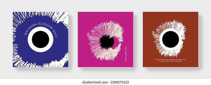 Social media layouts with abstract brush stroke elements, creative vector web banners for business, trendy corporate templates for website networks, design concept for discount or sale marketing
