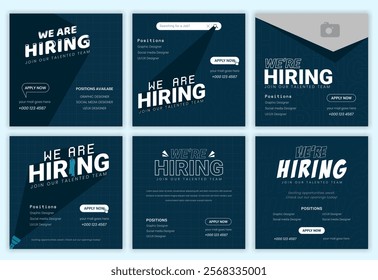 Social Media Layouts for Hiring We are hiring job vacancies  square web banner templates. We are hiring for employment vacancies. Design a flyer template for social media posts or Instagram promotions