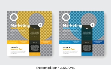 Social media layouts, square web posts, modern editable business templates for company, multipurpose and minimal graphic banners, place for photo, universal materials for digital marketing