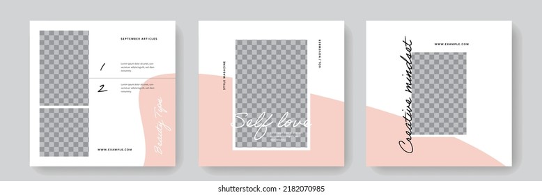 Diseños de medios sociales, publicaciones web cuadradas, plantillas de negocios editables modernas para la empresa, banners gráficos multipropósito y mínimo, lugar para la foto, materiales universales para el marketing digital