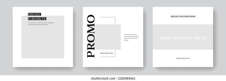 Diseños de medios sociales, publicaciones web cuadradas, plantillas de negocios editables modernas para la empresa, banners gráficos multipropósito y mínimo, lugar para la foto, materiales universales para el marketing digital