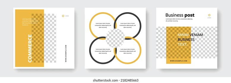 Social media layouts, square web posts, modern editable business templates for company, multipurpose and minimal graphic banners, place for photo, universal materials for digital marketing