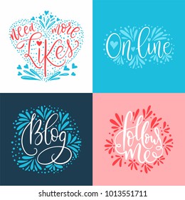 Social media lettering set. Vector illustration.