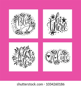 Social media lettering set. Vector illustration.