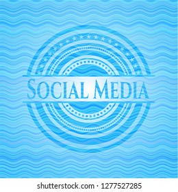 Social Media light blue water wave style badge.
