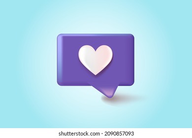 	
Social media like icon concept. Button with heart vector 3d illustration
