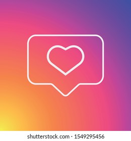 Social media like icon, heart in speech bubble, vector illustration. instagram style social network insta 