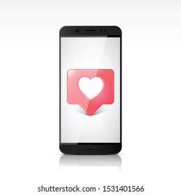 Social media like icon notifications on the phone screen.